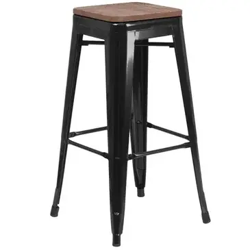 Flash Furniture CH-31320-30-BK-WD-GG Bar Stool, Stacking, Indoor