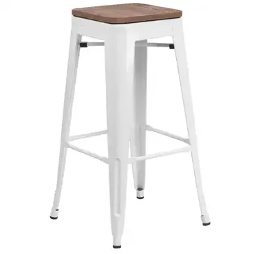 Flash Furniture CH-31320-30-WH-WD-GG Bar Stool, Stacking, Indoor