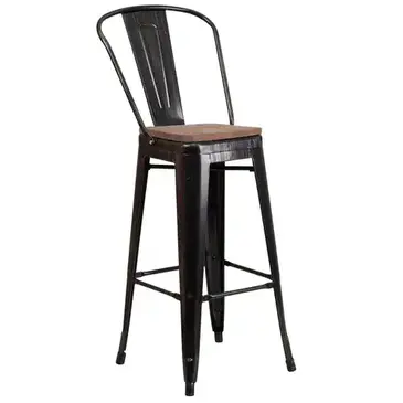 Flash Furniture CH-31320-30GB-BQ-WD-GG Bar Stool, Stacking, Indoor