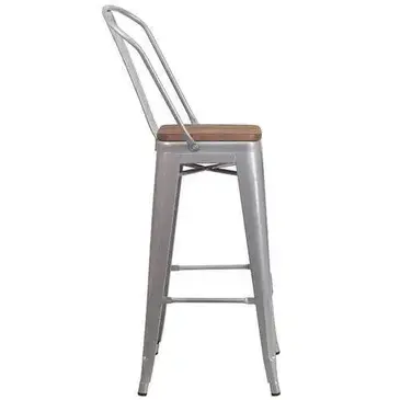 Flash Furniture CH-31320-30GB-SIL-WD-GG Bar Stool, Stacking, Indoor