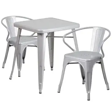 Flash Furniture CH-31330-2-70-SIL-GG Chair & Table Set, Outdoor