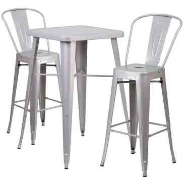 Flash Furniture CH-31330B-2-30GB-SIL-GG Chair & Table Set, Outdoor