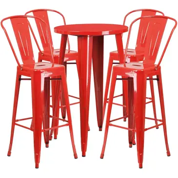 Flash Furniture CH-51080BH-4-30CAFE-RED-GG Chair & Table Set, Outdoor