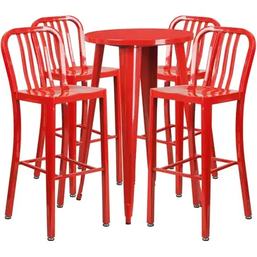 Flash Furniture CH-51080BH-4-30VRT-RED-GG Chair & Table Set, Outdoor