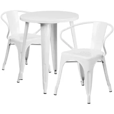 Flash Furniture CH-51080TH-2-18ARM-WH-GG Chair & Table Set, Outdoor