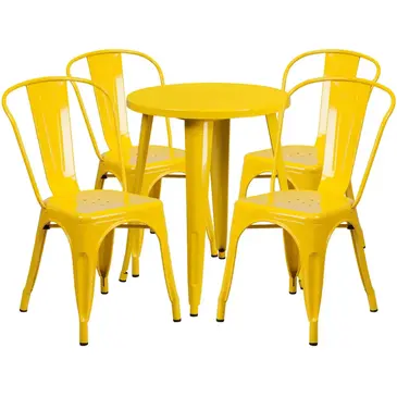 Flash Furniture CH-51080TH-4-18CAFE-YL-GG Chair & Table Set, Outdoor