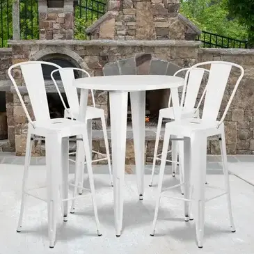 Flash Furniture CH-51090BH-4-30CAFE-WH-GG Chair & Table Set, Outdoor