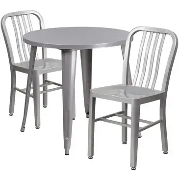 Flash Furniture CH-51090TH-2-18VRT-SIL-GG Chair & Table Set, Outdoor