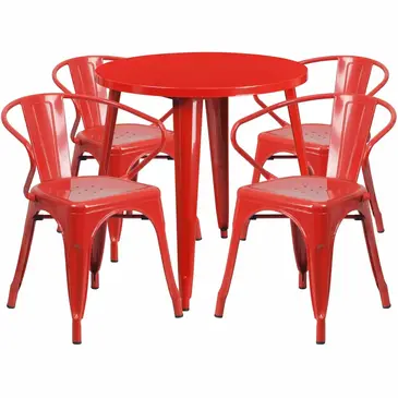 Flash Furniture CH-51090TH-4-18ARM-RED-GG Chair & Table Set, Outdoor