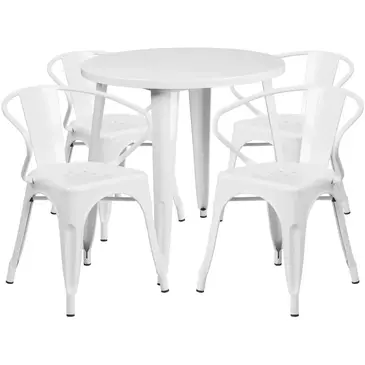 Flash Furniture CH-51090TH-4-18ARM-WH-GG Chair & Table Set, Outdoor