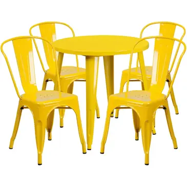 Flash Furniture CH-51090TH-4-18CAFE-YL-GG Chair & Table Set, Outdoor