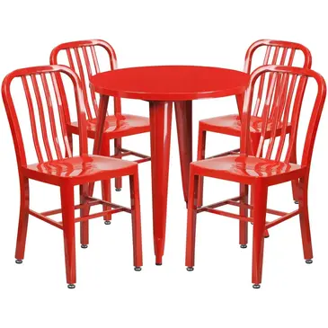 Flash Furniture CH-51090TH-4-18VRT-RED-GG Chair & Table Set, Outdoor