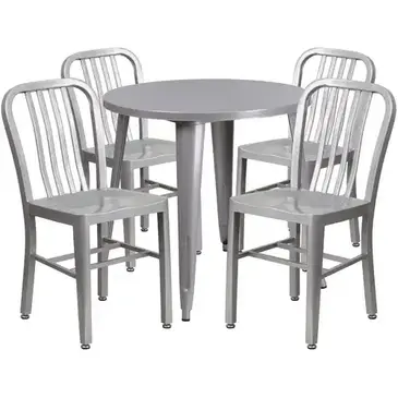 Flash Furniture CH-51090TH-4-18VRT-SIL-GG Chair & Table Set, Outdoor