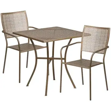 Flash Furniture CO-28SQ-02CHR2-GD-GG Chair & Table Set, Outdoor