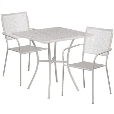 Flash Furniture CO-28SQ-02CHR2-SIL-GG Chair & Table Set, Outdoor