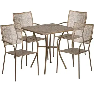 Flash Furniture CO-28SQ-02CHR4-GD-GG Chair & Table Set, Outdoor