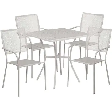 Flash Furniture CO-28SQ-02CHR4-SIL-GG Chair & Table Set, Outdoor