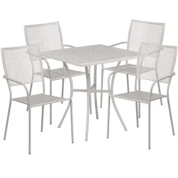 Flash Furniture CO-28SQ-02CHR4-SIL-GG Chair & Table Set, Outdoor