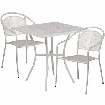Flash Furniture CO-28SQ-03CHR2-SIL-GG Chair & Table Set, Outdoor