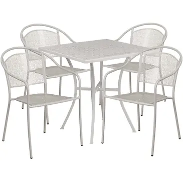 Flash Furniture CO-28SQ-03CHR4-SIL-GG Chair & Table Set, Outdoor