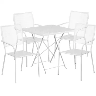 Flash Furniture CO-28SQF-02CHR4-WH-GG Chair & Table Set, Outdoor