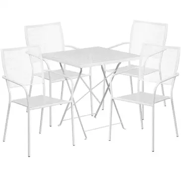 Flash Furniture CO-28SQF-02CHR4-WH-GG Chair & Table Set, Outdoor