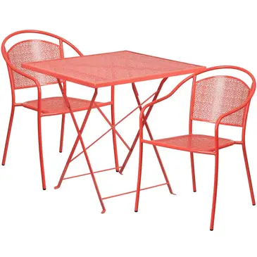 Flash Furniture CO-28SQF-03CHR2-RED-GG Chair & Table Set, Outdoor