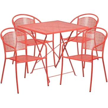 Flash Furniture CO-28SQF-03CHR4-RED-GG Chair & Table Set, Outdoor