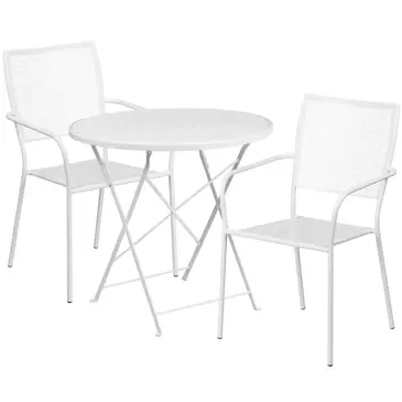 Flash Furniture CO-30RDF-02CHR2-WH-GG Chair & Table Set, Outdoor