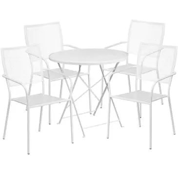 Flash Furniture CO-30RDF-02CHR4-WH-GG Chair & Table Set, Outdoor