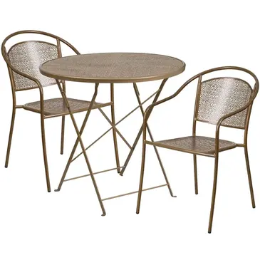 Flash Furniture CO-30RDF-03CHR2-GD-GG Chair & Table Set, Outdoor