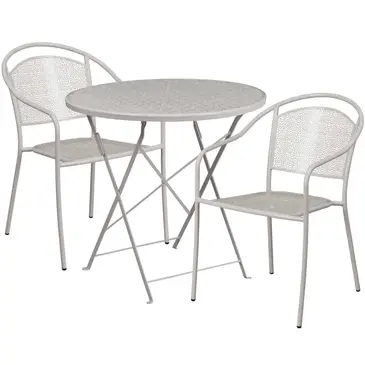 Flash Furniture CO-30RDF-03CHR2-SIL-GG Chair & Table Set, Outdoor