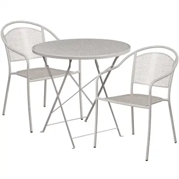 Flash Furniture CO-30RDF-03CHR2-SIL-GG Chair & Table Set, Outdoor