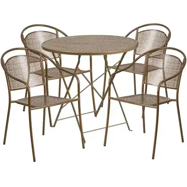 Flash Furniture CO-30RDF-03CHR4-GD-GG Chair & Table Set, Outdoor