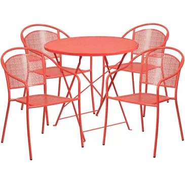 Flash Furniture CO-30RDF-03CHR4-RED-GG Chair & Table Set, Outdoor