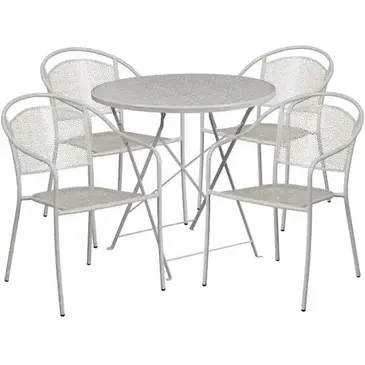 Flash Furniture CO-30RDF-03CHR4-SIL-GG Chair & Table Set, Outdoor