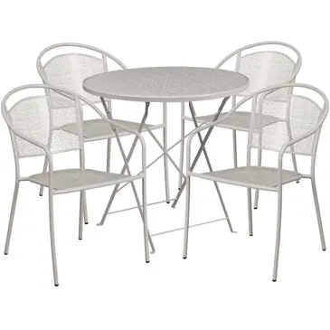 Flash Furniture CO-30RDF-03CHR4-SIL-GG Chair & Table Set, Outdoor