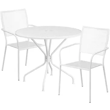 Flash Furniture CO-35RD-02CHR2-WH-GG Chair & Table Set, Outdoor