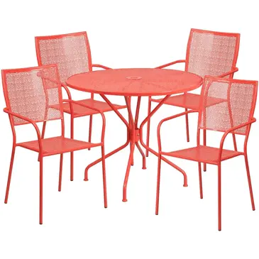 Flash Furniture CO-35RD-02CHR4-RED-GG Chair & Table Set, Outdoor