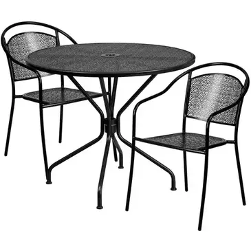 Flash Furniture CO-35RD-03CHR2-BK-GG Chair & Table Set, Outdoor