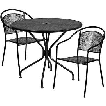 Flash Furniture CO-35RD-03CHR2-BK-GG Chair & Table Set, Outdoor