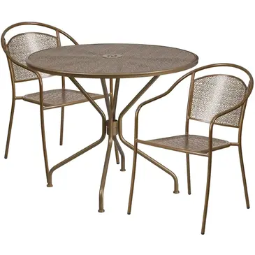 Flash Furniture CO-35RD-03CHR2-GD-GG Chair & Table Set, Outdoor