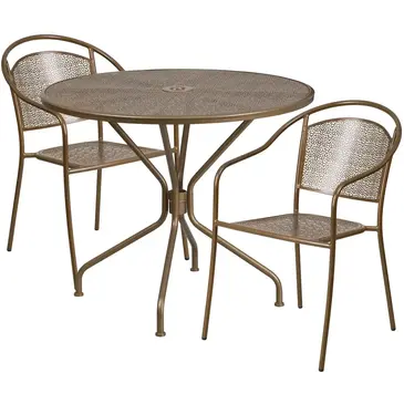 Flash Furniture CO-35RD-03CHR2-GD-GG Chair & Table Set, Outdoor