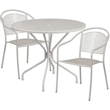 Flash Furniture CO-35RD-03CHR2-SIL-GG Chair & Table Set, Outdoor