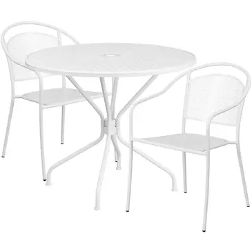 Flash Furniture CO-35RD-03CHR2-WH-GG Chair & Table Set, Outdoor