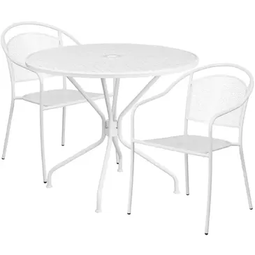 Flash Furniture CO-35RD-03CHR2-WH-GG Chair & Table Set, Outdoor