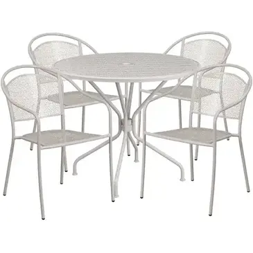 Flash Furniture CO-35RD-03CHR4-SIL-GG Chair & Table Set, Outdoor