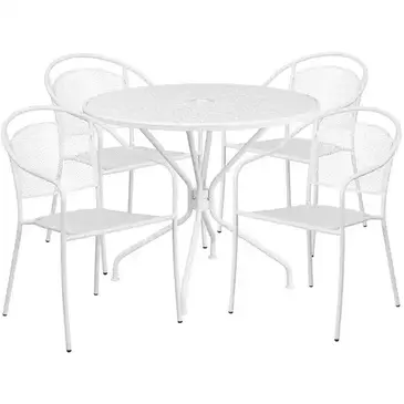 Flash Furniture CO-35RD-03CHR4-WH-GG Chair & Table Set, Outdoor