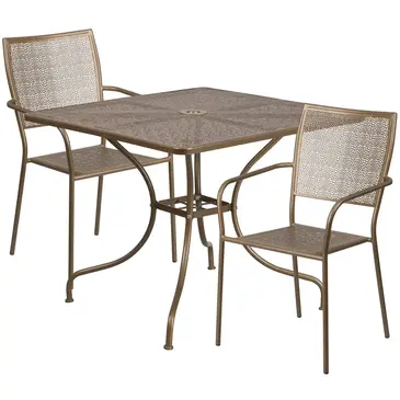 Flash Furniture CO-35SQ-02CHR2-GD-GG Chair & Table Set, Outdoor