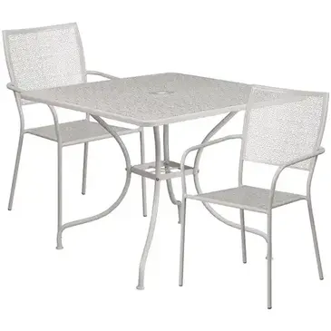 Flash Furniture CO-35SQ-02CHR2-SIL-GG Chair & Table Set, Outdoor